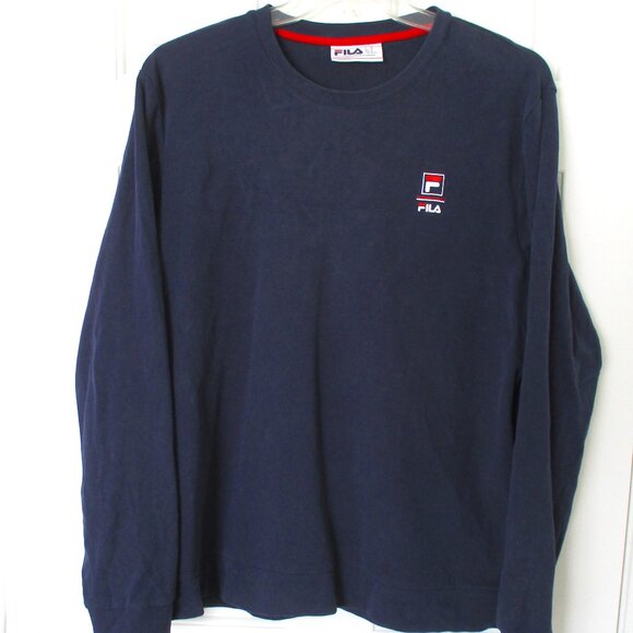FILA Mens L/S Blue Stretch Crew Cotton Sweater - Size Large* - Picture 1 of 2